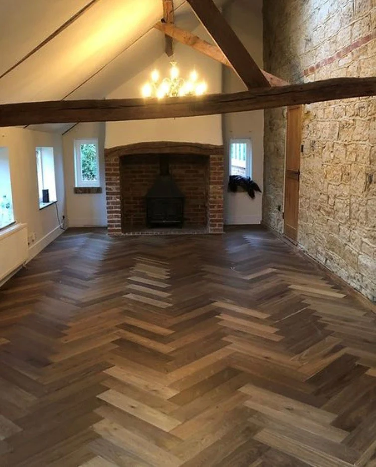 Select Oak Large Herringbone Smoked UV Oiled