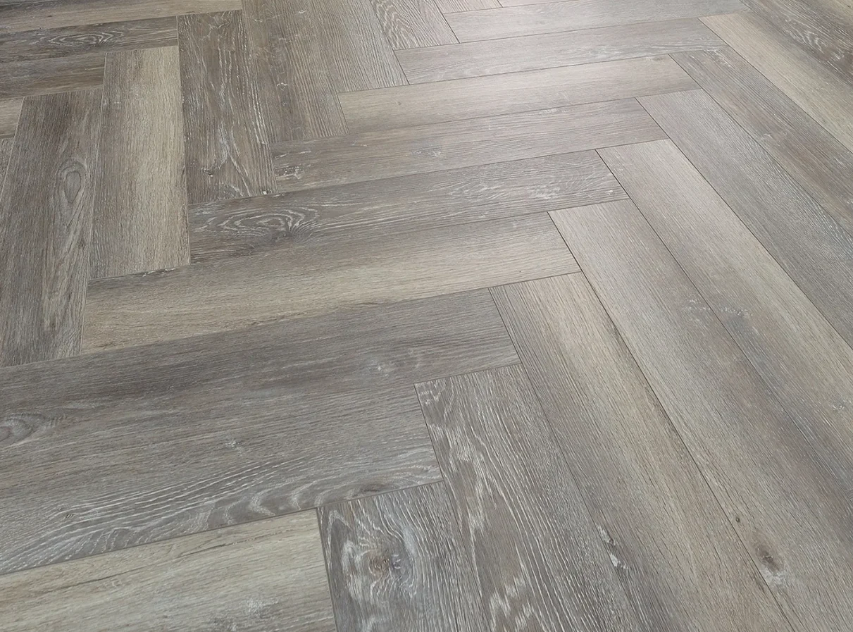 Grey Antique Oak SPC Rigid Core Click Vinyl Herringbone - Image 2