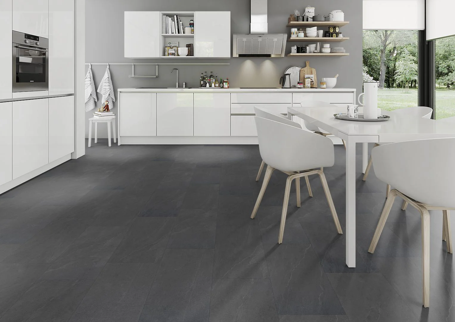 Charcoal Slate Tile SPC Rigid Core Click Vinyl - Image 2