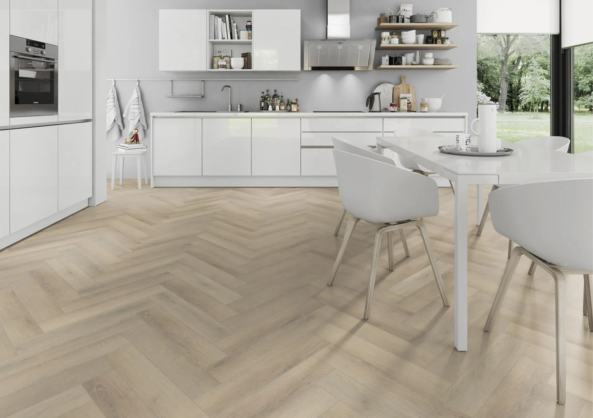 Seashell Oak Herringbone SPC Rigid Core Click Vinyl - Image 2