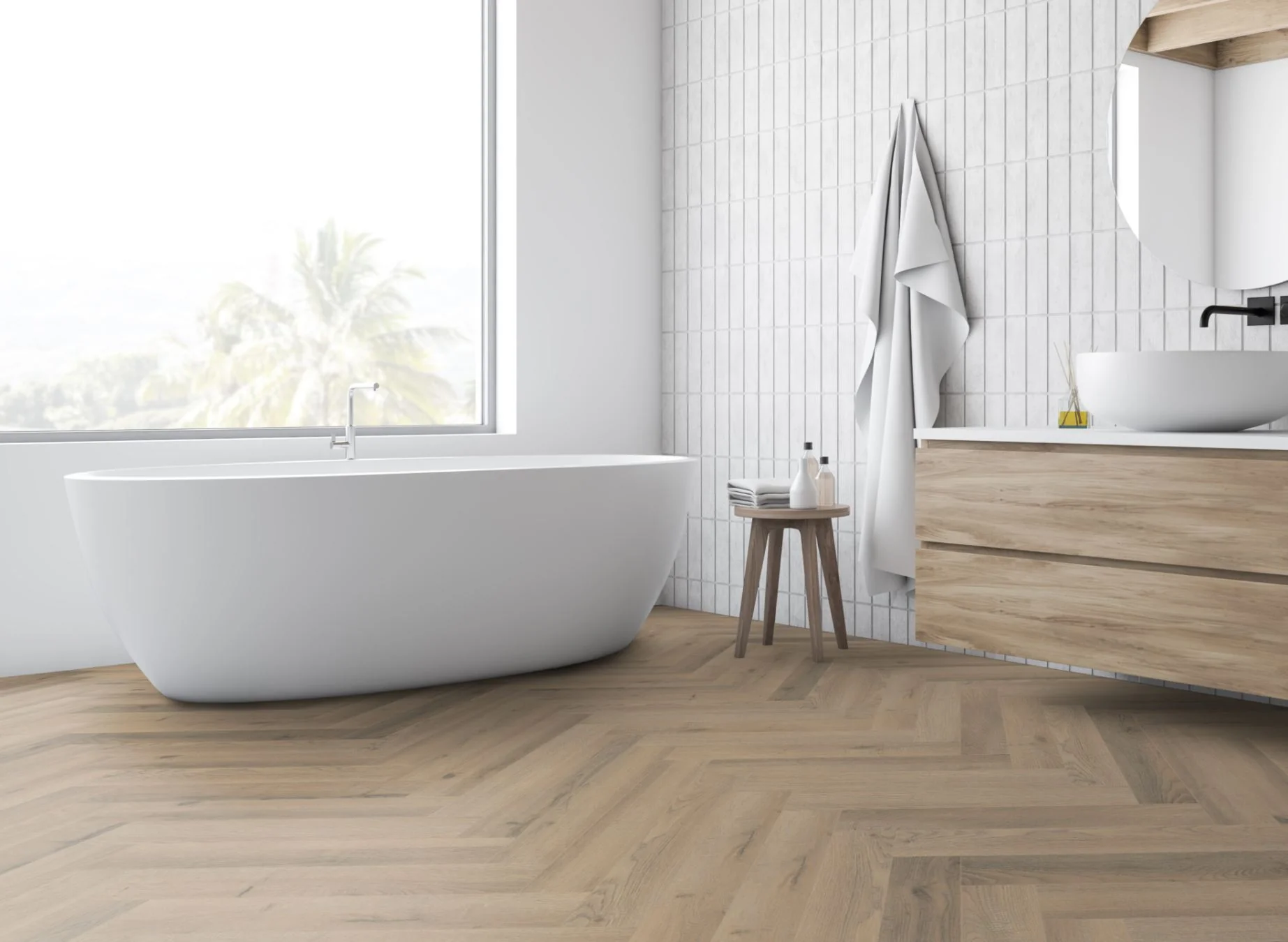 Premium 12mm Laminate Herringbone Greige Oak - Image 2