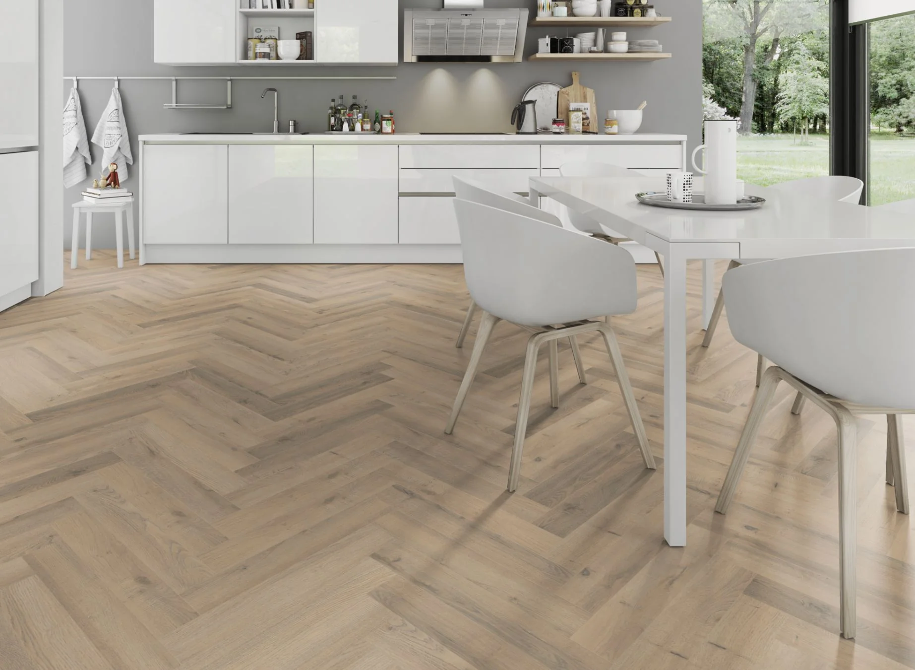 Premium 12mm Laminate Herringbone Greige Oak - Image 3